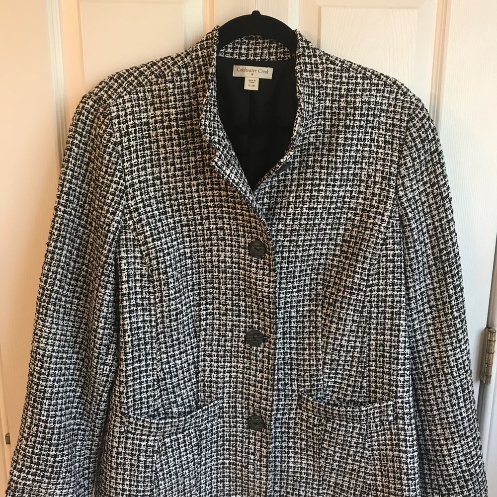 Cold Water Creek Black and White Tweed Blazer